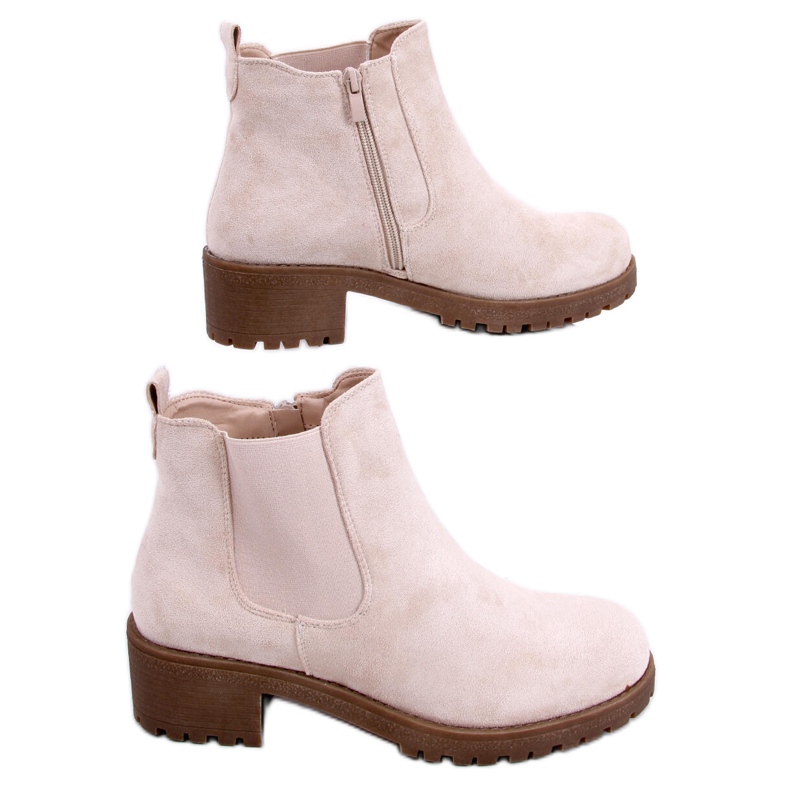BM Chelsea-Stiefel mit niedrigem Absatz Laine Beige Suede