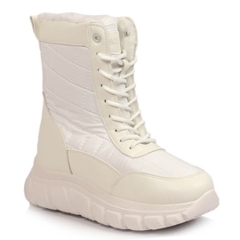 Hohe Schneestiefel für Damen mit Fell, weiß Vinceza