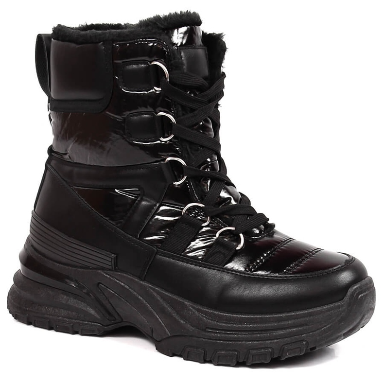 Schneestiefel mit Schnürung für Damen in Metallic-Schwarz Potocki