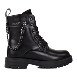 Mädchenstiefel mit Shelovet-Kette schwarz