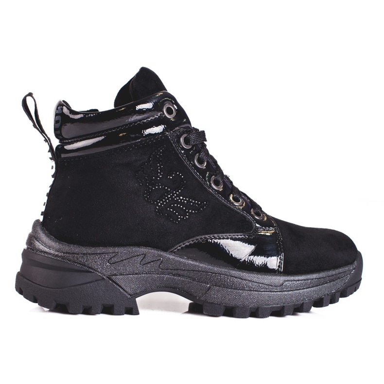 Schwarze Mädchenstiefel mit dicker Sohle