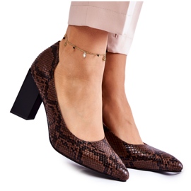 Pumps aus Leder in Schlangenlederoptik La.Fi 230027BR-XS Braun