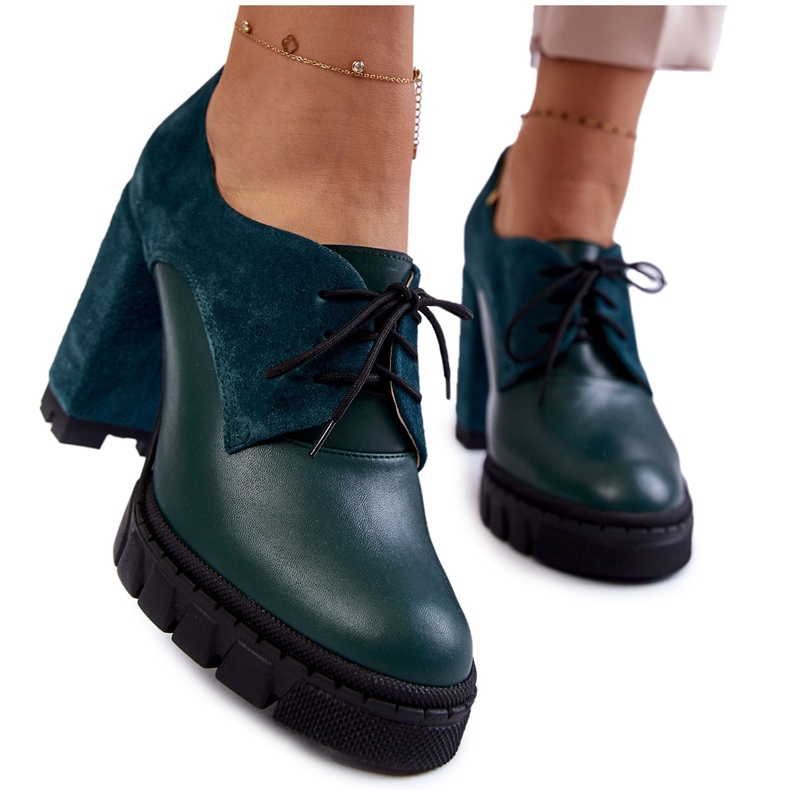 PA2 Modische Wildleder- und Lederstiefel auf der Green Carisa-Plattform grün