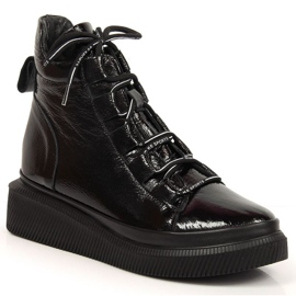 Leder lackierte isolierte Stiefel Artiker W HBH36 schwarz