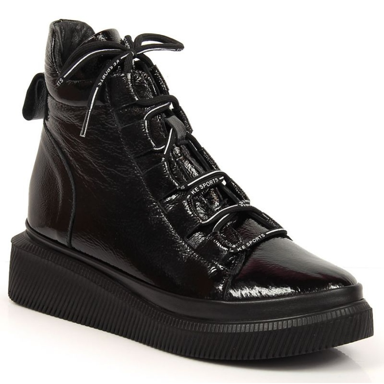 Leder lackierte isolierte Stiefel Artiker W HBH36 schwarz