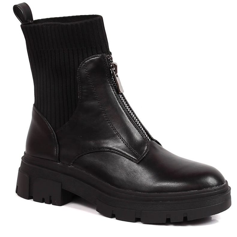 Schwarze warme Damenstiefel von Filippo mit Strumpf