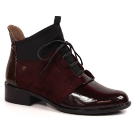 Kastanienbraune Jezzi-Stiefel mit flachem Absatz für Damen rotwein rot