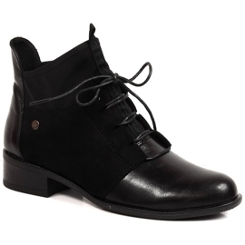 Schwarze gefütterte Damenstiefel mit flachem Absatz Jezzi