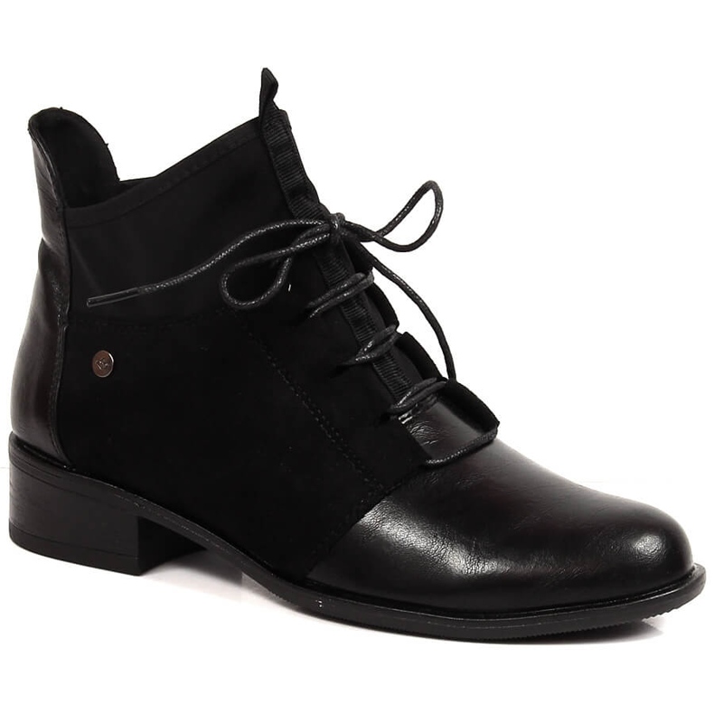 Schwarze gefütterte Damenstiefel mit flachem Absatz Jezzi