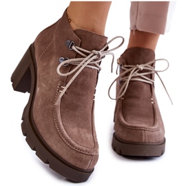 Damen Wildlederstiefel Gebunden Hellbraun Marianne