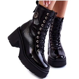 FILIPCZYK Modische, lederisolierte schwarze Stiefeletten mit hohem Absatz