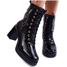 FILIPCZYK Modische isolierte Lederstiefeletten mit Verzierung, Schwarz