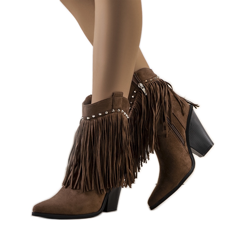 PA1 Braune Cowboystiefel mit Zanco-Fransen