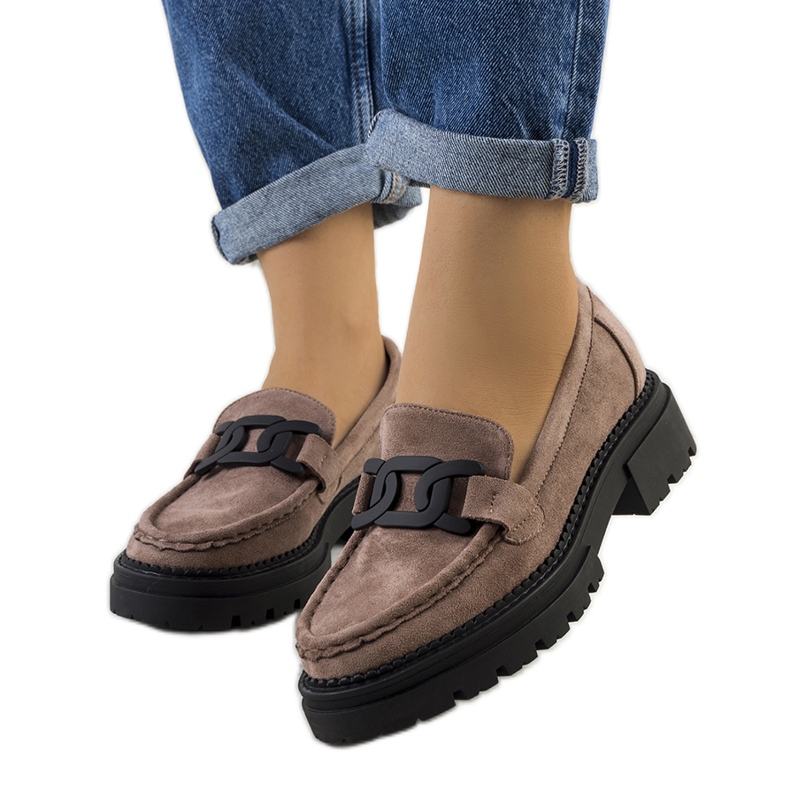 Braune Schuhe aus Öko-Wildleder beige