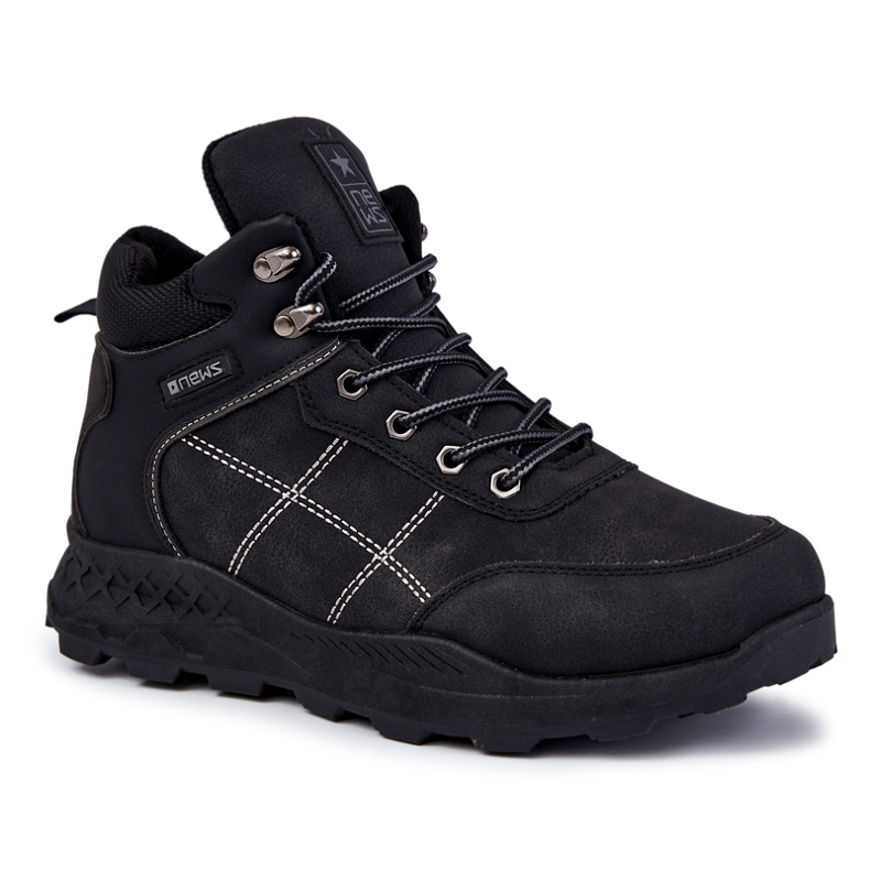 NEWS Schwarze warme Herrenstiefel Allan Black Trappers