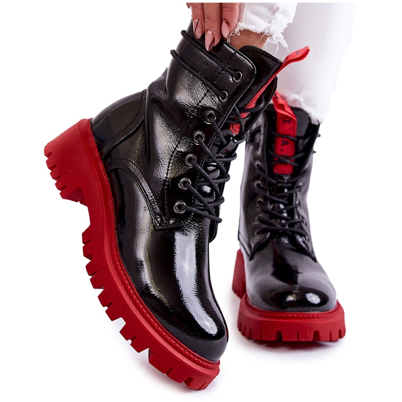 PL4 Patent Damenstiefel La.Fi 250045R-LA Schwarz-Rot
