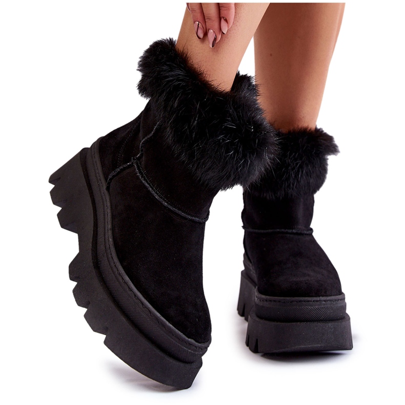 PL5 Schwarze Wildleder-Schneestiefel für Damen Ann