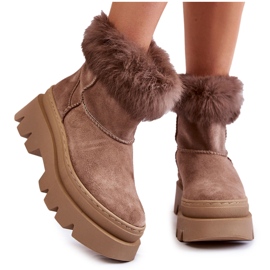 Dunkelbeige Wildleder-Schneestiefel für Damen Ann