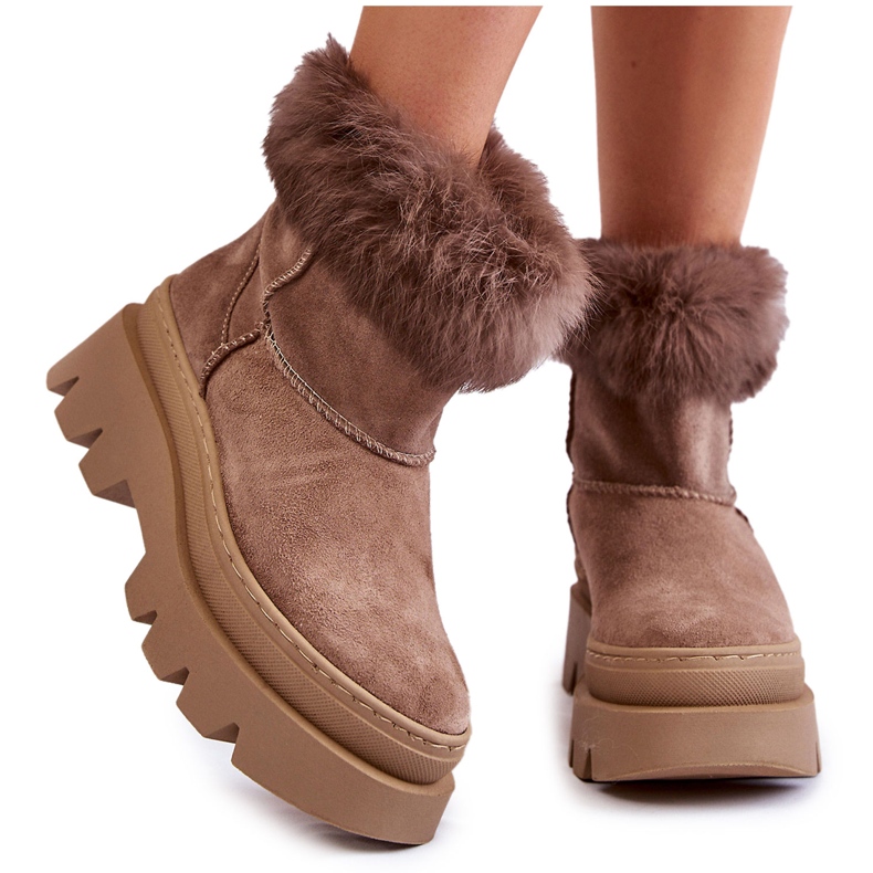 Dunkelbeige Wildleder-Schneestiefel für Damen Ann