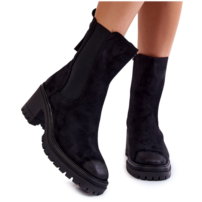 Vinceza Damen Wildlederstiefel mit Reißverschluss Black Liris schwarz