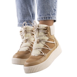 PA1 Braune Schneestiefel für Damen von Laursen beige ecru