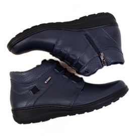Warme Lederstiefel für Damen, marineblau Helios 521