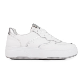 Weiße Shelovet-Sneakers für Damen mit dicker Sohle silber-