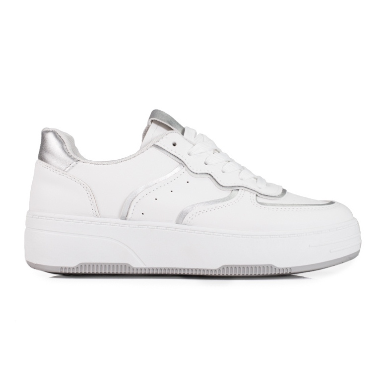 Weiße Shelovet-Sneakers für Damen mit dicker Sohle silber-