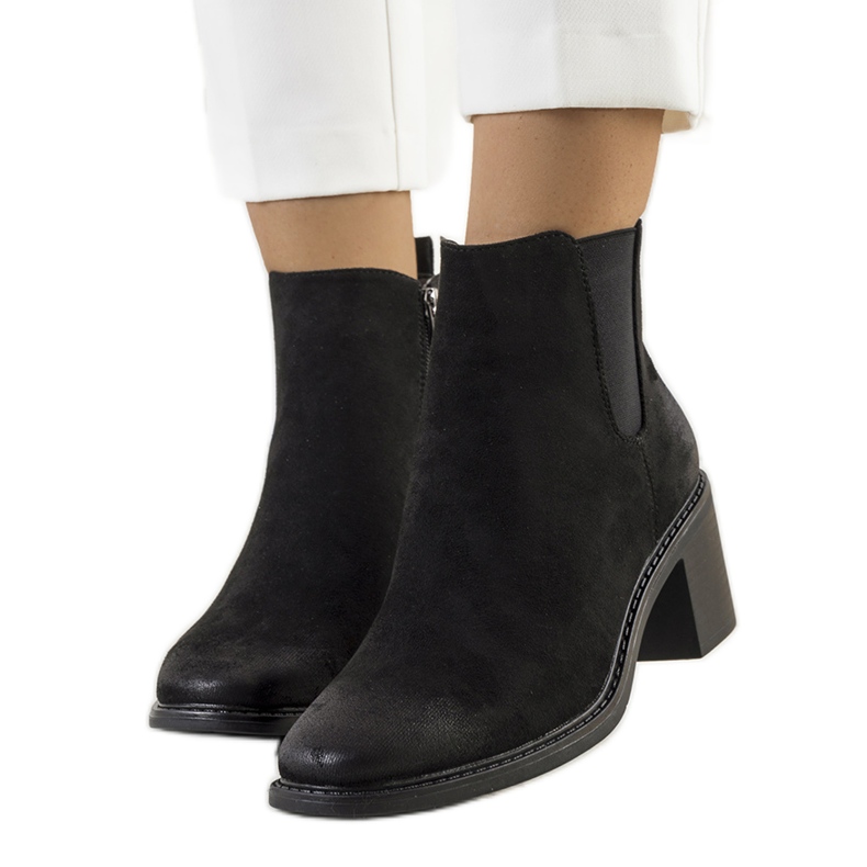 PA1 Schwarze Luiza-Stiefel mit hohen Absätzen