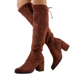 Georgie braune Wildlederstiefel mit hohem Absatz