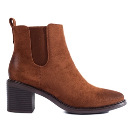 Braune Damen-Chelsea-Stiefel mit hohem Absatz