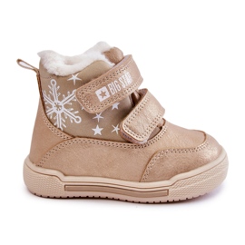 Warme Kinderstiefel mit Klettverschluss Big Star KK374189 Beige-Gold braun