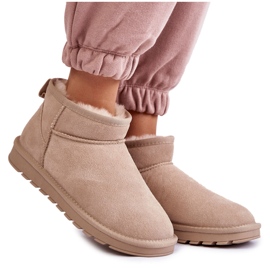 FS1 Niedrige Schneestiefel aus Wildleder für Damen Hellbeige Shelie