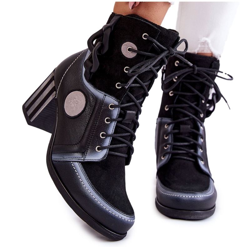 Damen Lederstiefel Maciejka 05599-01 Schwarz mehrfarbig