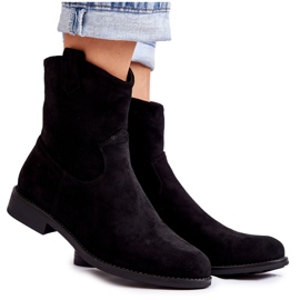 S.Barski Damen-Wildlederstiefel auf flachen Absätzen Schwarz Fiorenz HY66-66