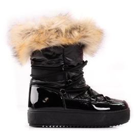 Plateau-Schneestiefel für Damen mit Shelovet-Pelz schwarz