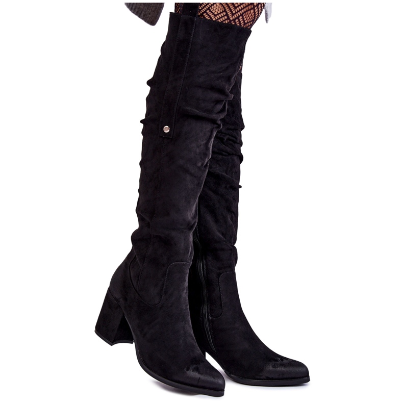 PL4 Overknee-Stiefel aus Wildleder La.Fi 270065B-SU Schwarz