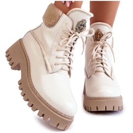 PL5 Trapperstiefeletten aus Leder für Damen Hellbeige Vergo