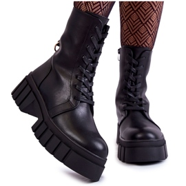 Sergio Leone Warme Lederstiefel auf der schwarzen Telisa-Plattform