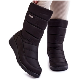 Schwarze warme Schneestiefel mit Keilabsatz Calena