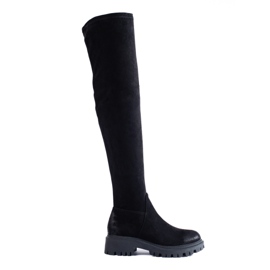 Overknee-Stiefel Shelovet für Damen mit flachem Absatz schwarz