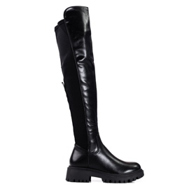 Overknee-Stiefel Shelovet für Damen aus ökologischem Leder schwarz