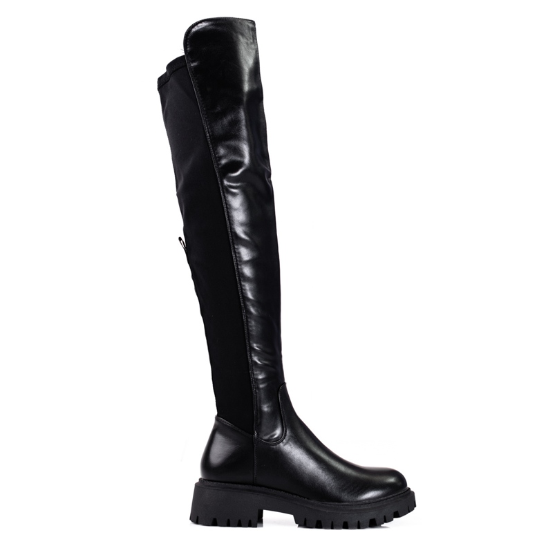 Overknee-Stiefel Shelovet für Damen aus ökologischem Leder schwarz