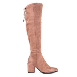Eleganter Shelovet-Stiefel für Damen aus ökologischem Wildleder beige