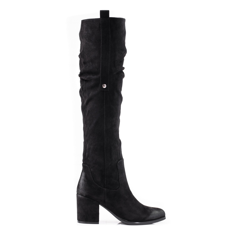 Schwarze Shelovet-Stiefel aus Wildleder für Damen