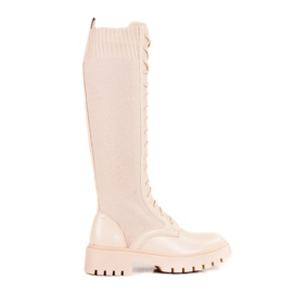 Damen-Schnürstiefel mit flexiblem Shelovet-Obermaterial beige