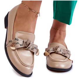 WS1 Lederhalbschuhe für Damen mit beiger Dayes-Schleife