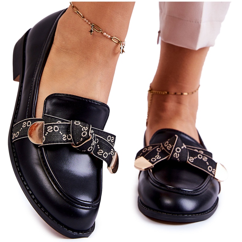 WS1 Damen-Leder-Slipper mit einer schwarzen Dayes-Schleife