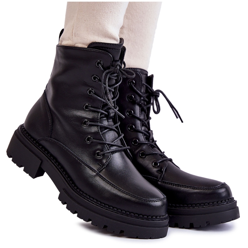 Warme Stiefel aus Leder La.Fi 250009B-QN Schwarz