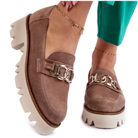 Braune Wildlederschuhe mit Laura Messi-Dekoration